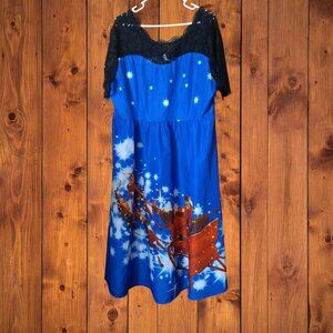 Rose Gal Women's 4XL Short Sleeve Lightweight Santa Reindeer Christmas Dress